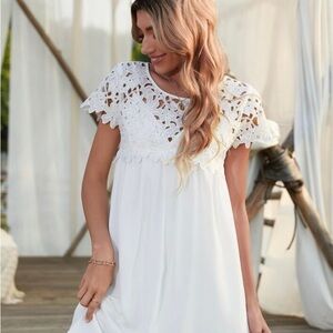 White Lace Floral Boho Dress Nwot Size Small S
